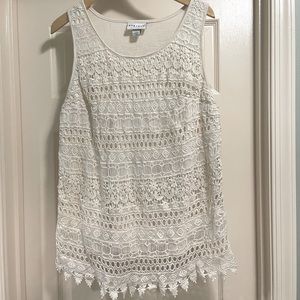 Layered Crochet Tank Top, cream